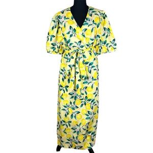 Draper James Lemon Wrap‎ Midi Dress Size 18